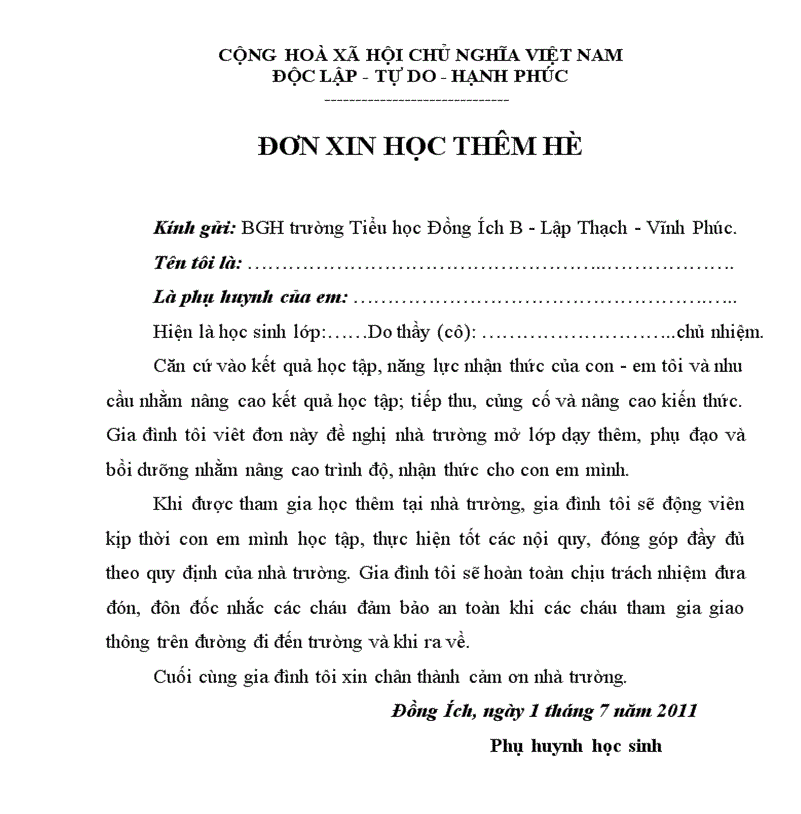 [Hướng dẫn] Cách viết đơn xin học hè chi tiết cho các cấp từ Mầm non đến THPT