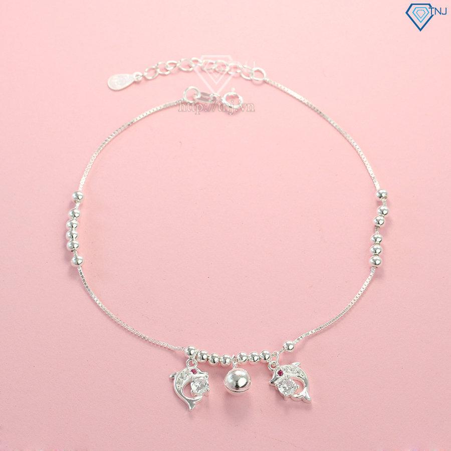 Lắc chân bạc nữ hình cá heo đính đá đẹp LCN0048