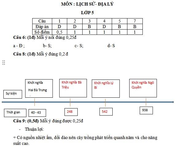 Đề thi học kì 1 Lịch sử - Địa lý lớp 5 năm 2024-2025