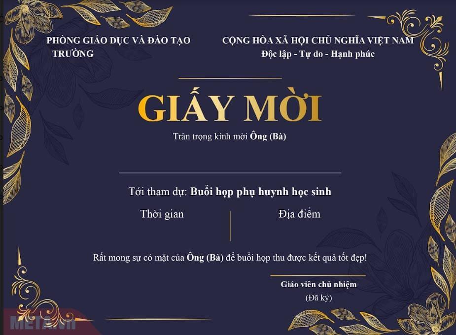 Mẫu giấy mời họp phụ huynh mới nhất 2025