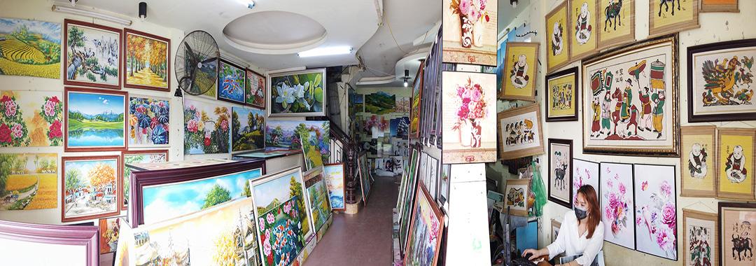 Tranh spa hình cô gái và hoa phong lan AmiA 552