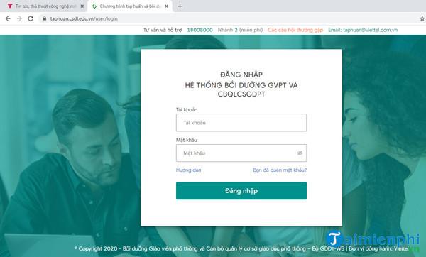 huong dan dang nhap chuong trinh tap huan va boi duong giao vien taphuan csdl edu vn 2