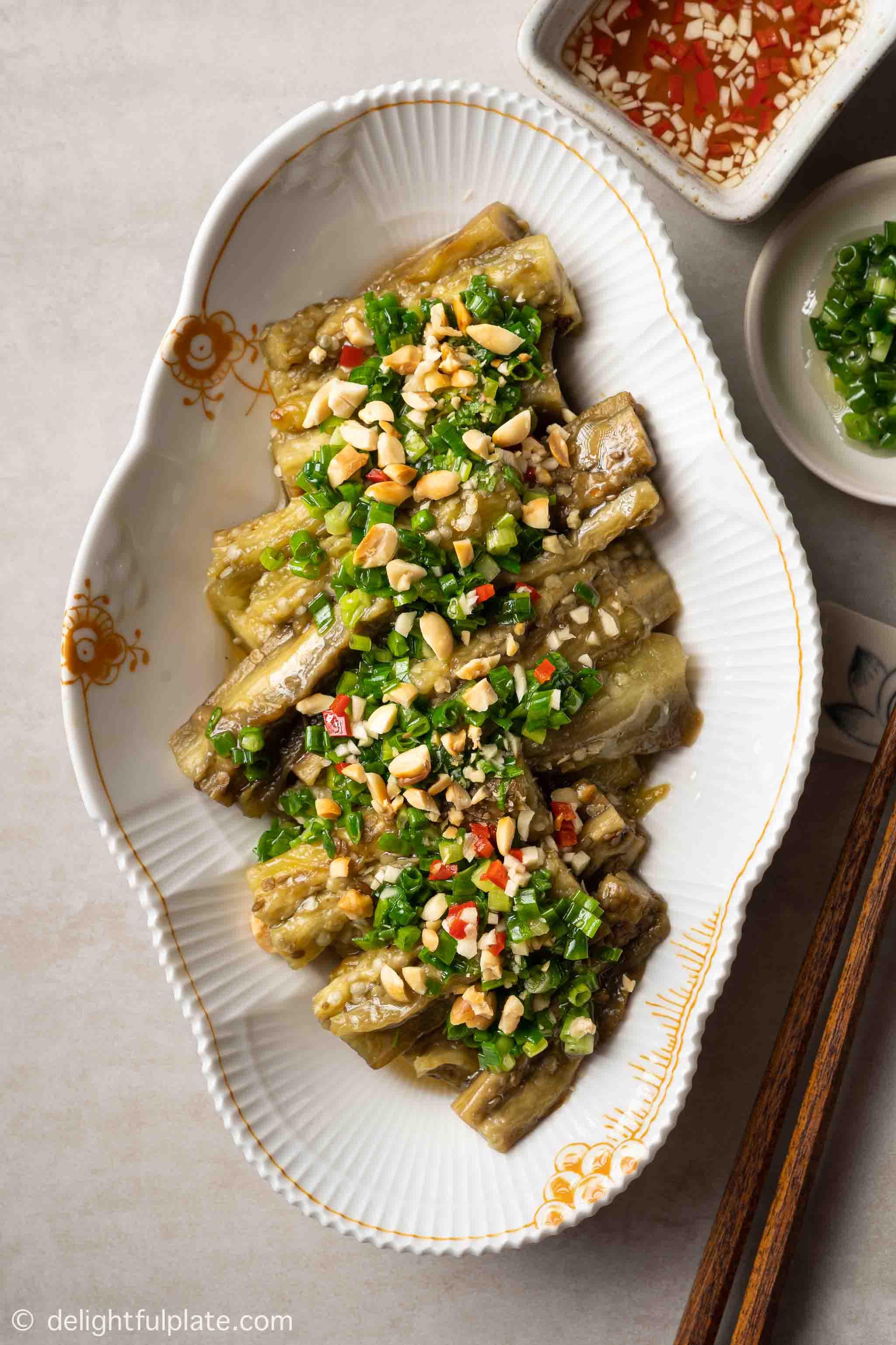 Vietnamese Grilled Eggplant with Scallion Oil (Cà Tím Nướng Mỡ Hành)