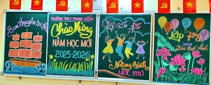 57+ mẫu Trang trí bảng lớp ngày khai giảng 2025