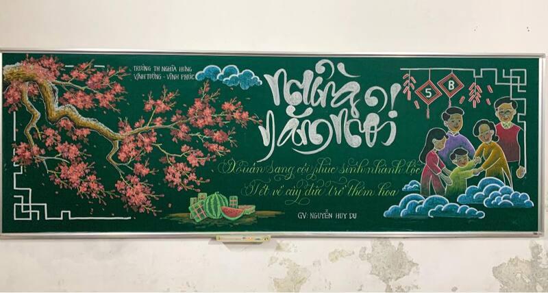 15+ Mẫu trang trí bảng Tết 2024 đẹp mà dễ làm