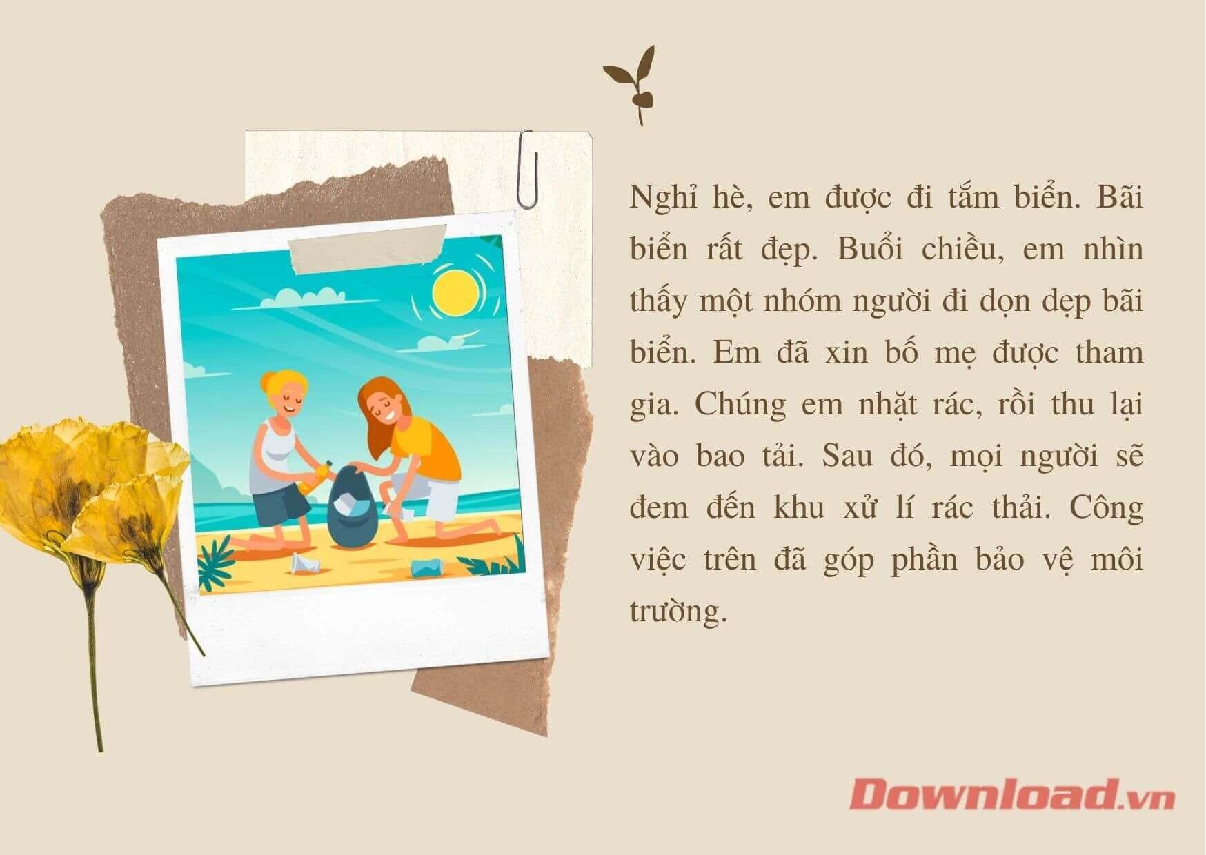 Viết 4 - 5 câu kể về việc em đã làm để bảo vệ môi trường                               Dàn ý & 40 đoạn văn mẫu lớp 2