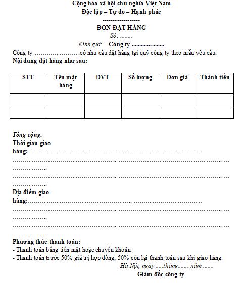 Tải mẫu đơn đặt hàng excel chuẩn nhất miễn phí