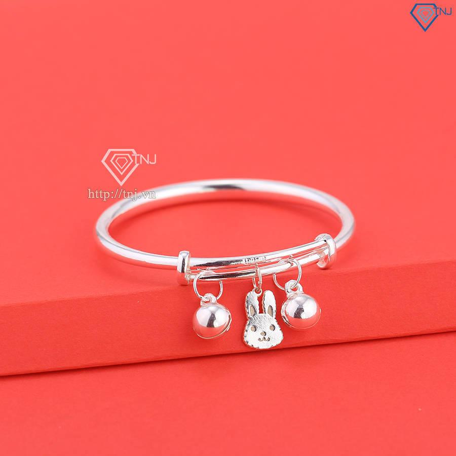 Lắc bạc dạng kiềng cho bé khắc tên hình con thỏ LTT0186