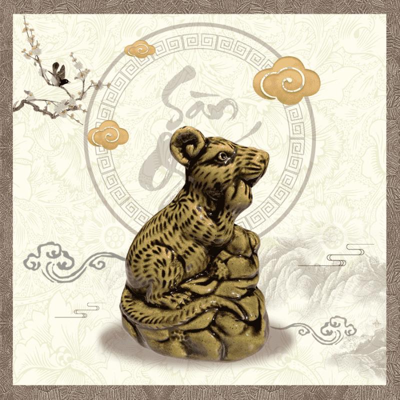 Tượng chuột 12 con giáp mini gốm sứ Bát Tràng SG-T12CG01