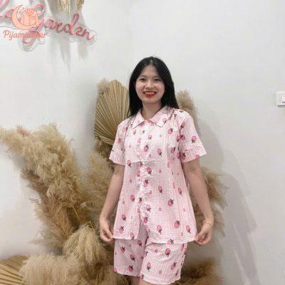 Đồ ngủ pijama dâu xinh – set đồ nàng mặc yêu bản thân mình hơn