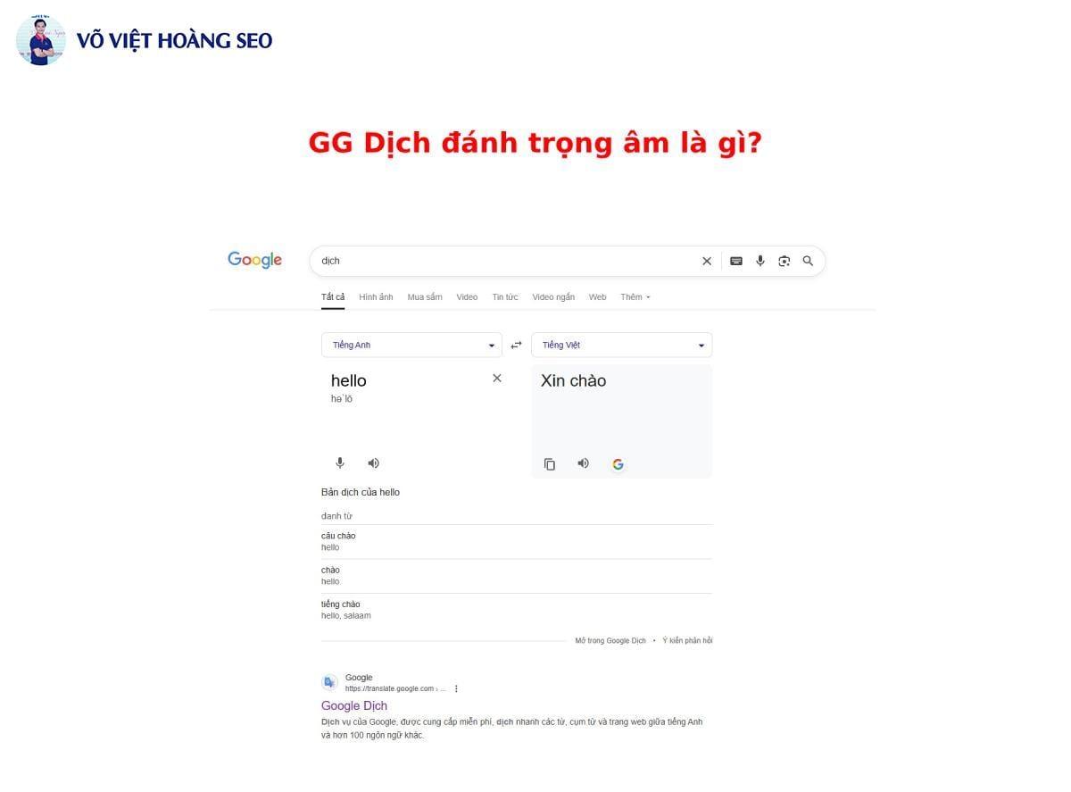Sử dụng GG Dịch đánh trọng âm chuẩn trong SEO Marketing