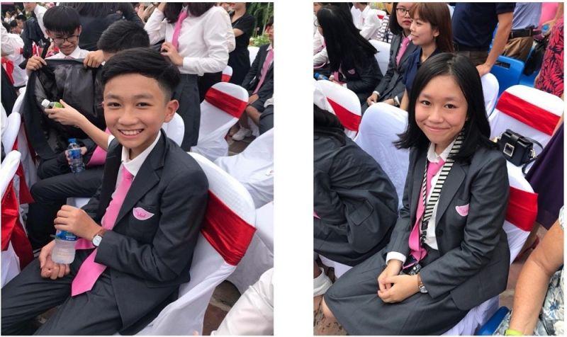 Hình ảnh của Trâm Anh và Tuấn Kiệt từ Lễ Khai giảng TH School năm học 2018 - 2019