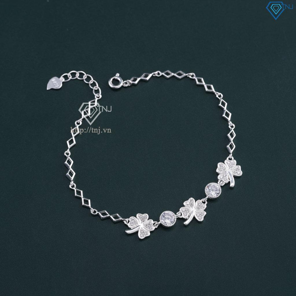 Lắc tay bạc nữ hình cỏ 4 lá may mắn LTN0173