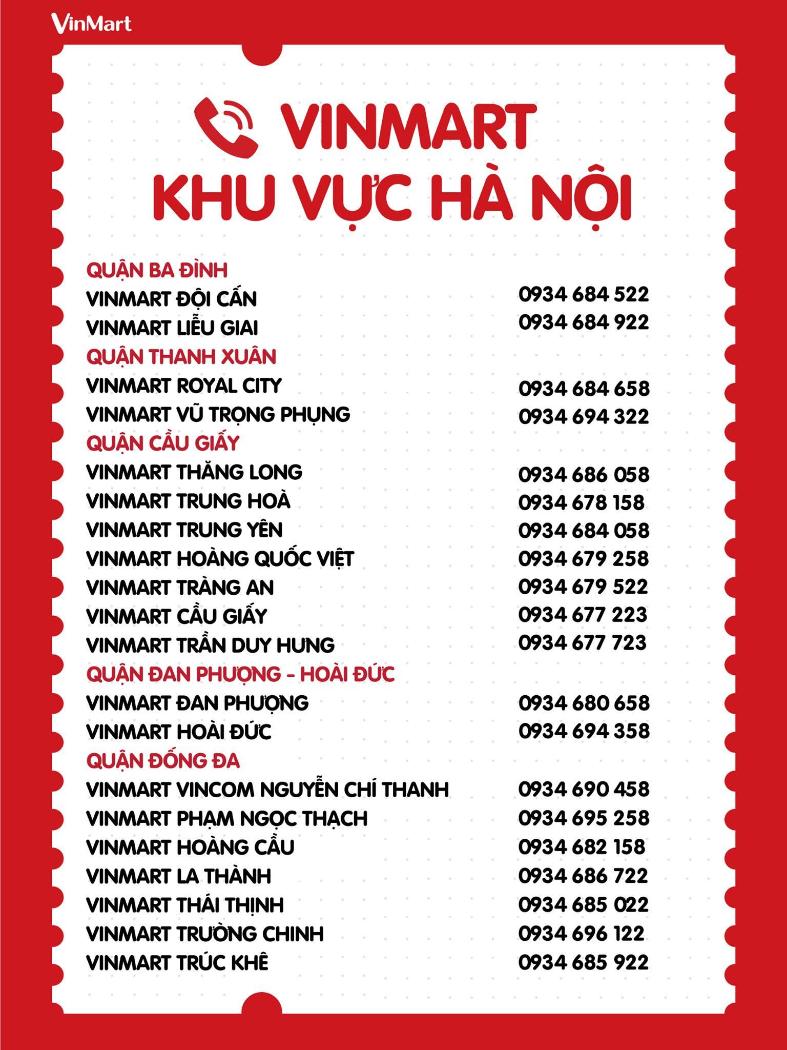Số hotline Vinmart