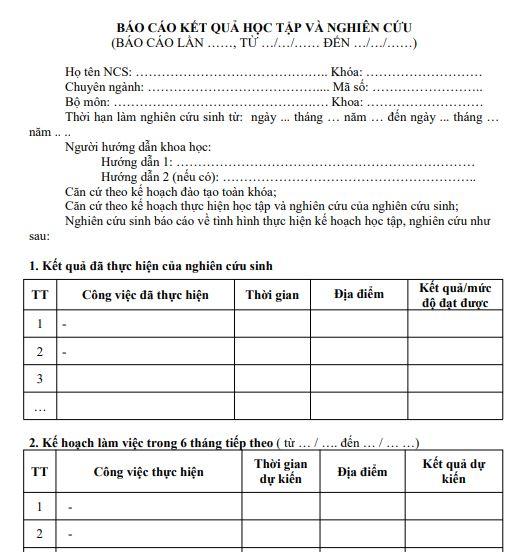 Mẫu báo cáo về việc tình hình và kết quả học tập năm học 2024-2025