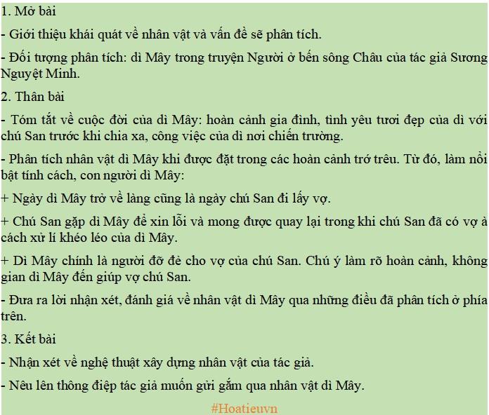 Phân tích đánh giá nhân vật dì Mây trong truyện Người ở bến sông Châu siêu hay