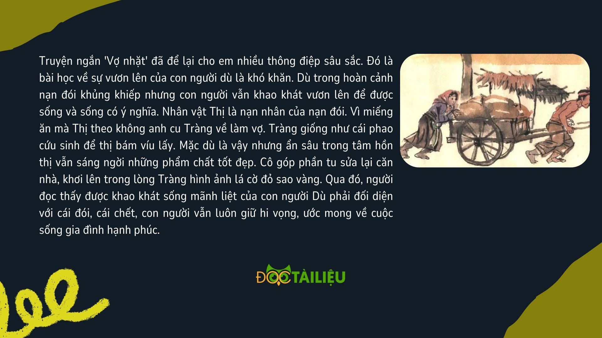 Thông điệp có ý nghĩa với bản thân được rút ra từ truyện ngắn Vợ nhặt
