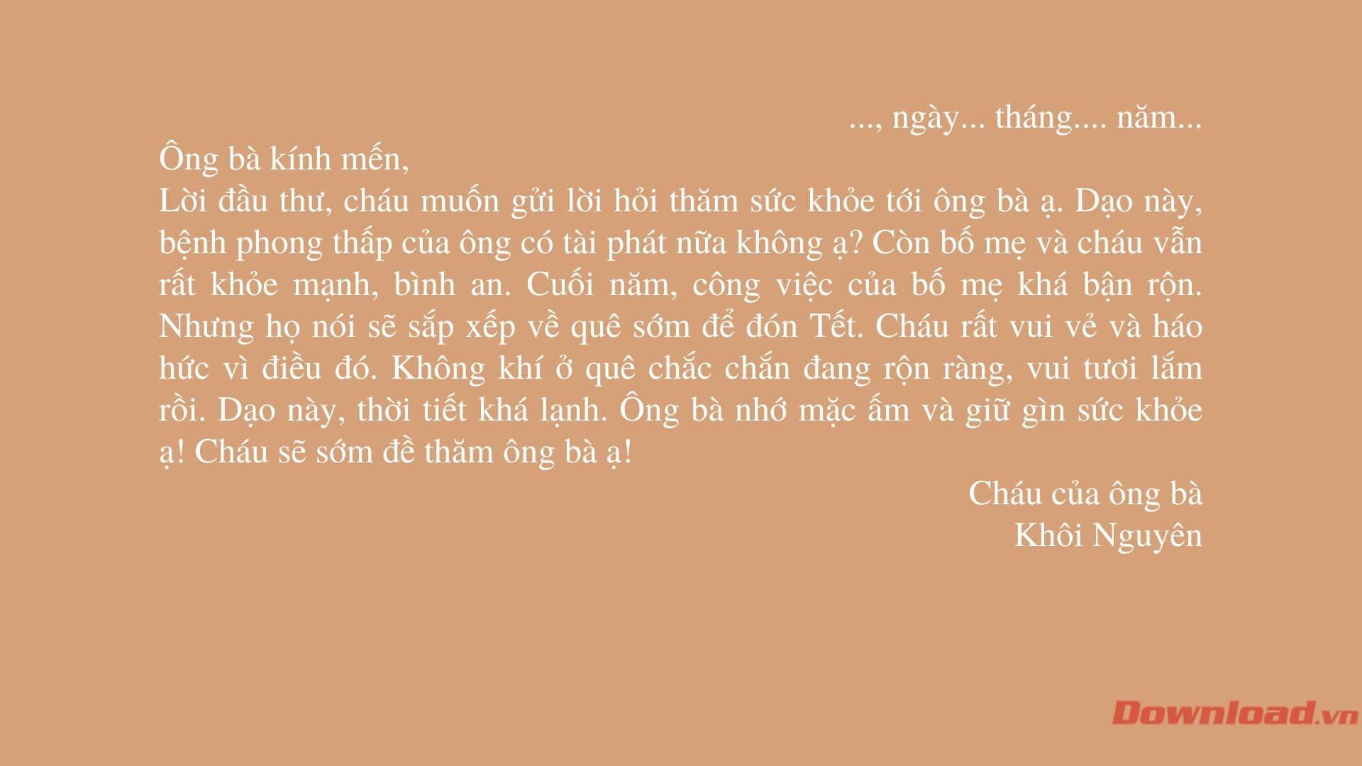 Viết thư hỏi thăm sức khỏe ông bà                                   Dàn ý & 44 bài văn mẫu viết thư hay nhất