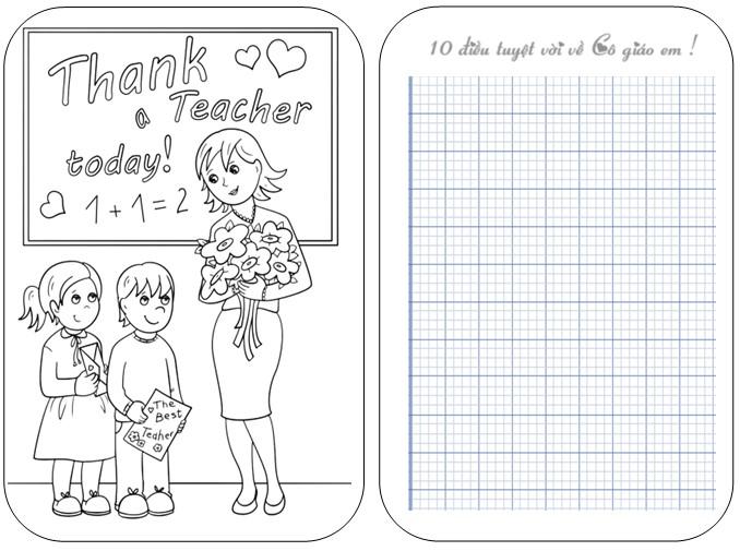 Mẫu tranh tô màu ngày 20/10 siêu đẹp cho bé