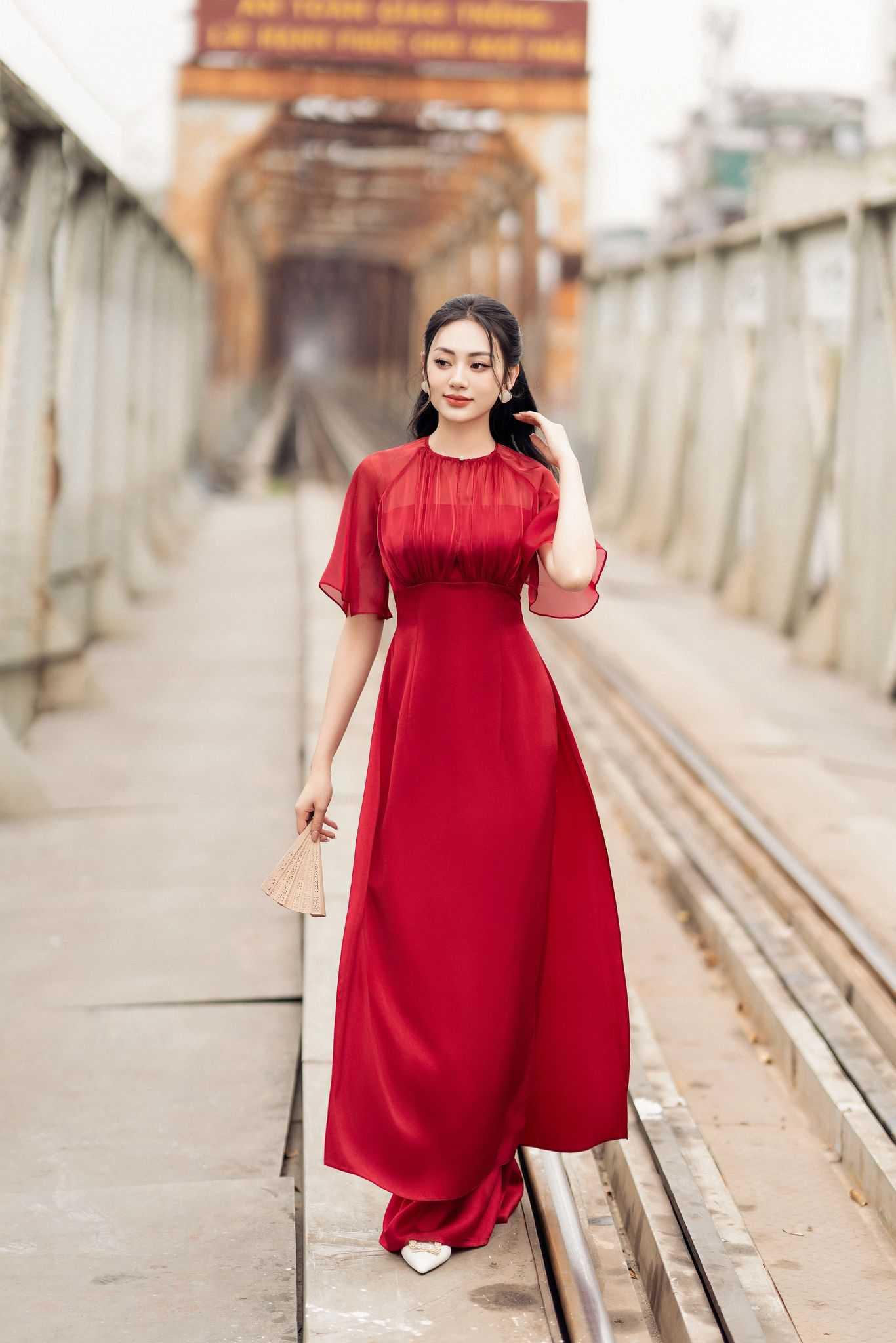 Áo dài cổ tròn tay cánh tiên AD103 giá tốt 2023 - Lamia Design
