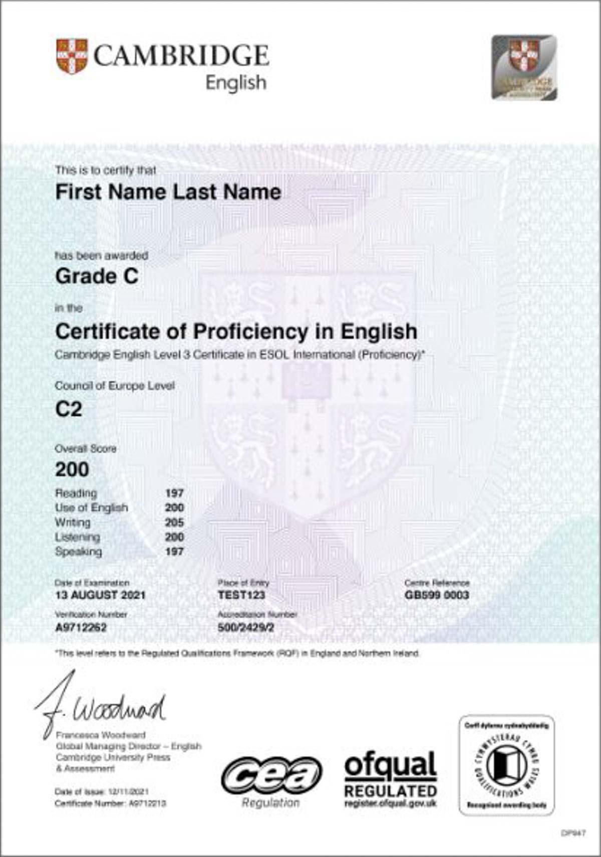 Chứng chỉ C2 Proficiency CPE