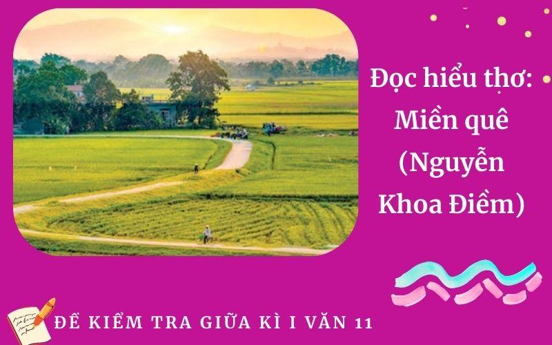 Đọc hiểu thơ: Miền quê (Nguyễn Khoa Điềm) | Đề Kiểm tra giữa kì 1 môn Ngữ Văn 11 Trường THPT Nguyễn Bính