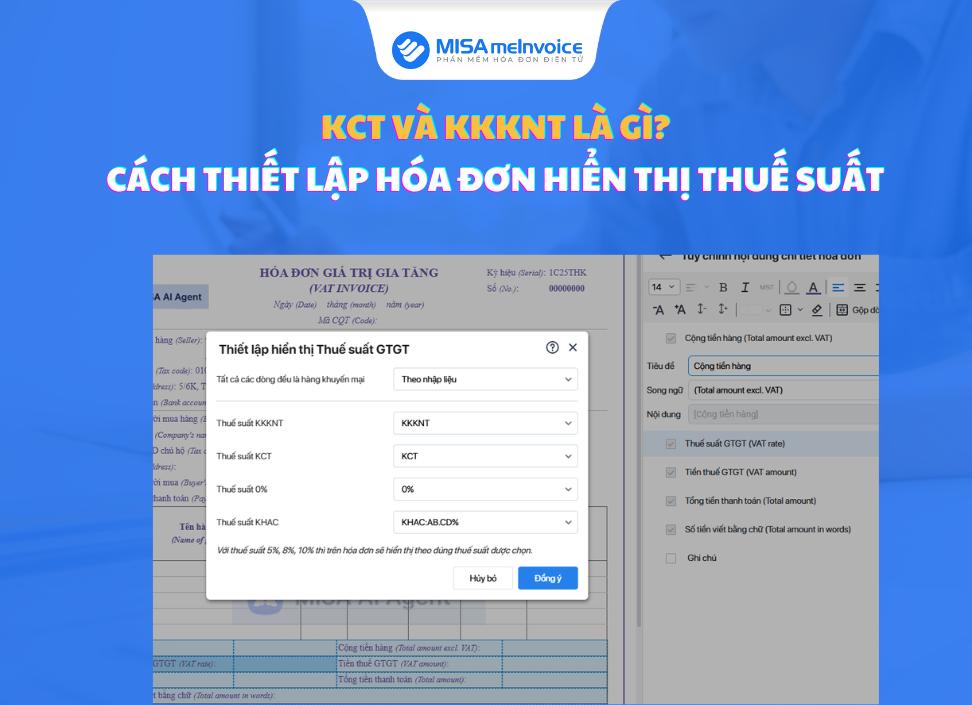 KCT và KKKNT là gì? Cách thiết lập hóa đơn hiển thị thuế suất (KCT, KKKNT)
