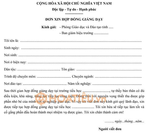 4 Mẫu đơn xin hợp đồng giảng dạy 2025 và cách viết