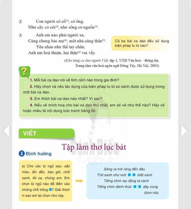 Bài Tập làm thơ lục bát - Ngữ văn 6, bộ Cánh Diều. (Ảnh: Cao Nguyên)