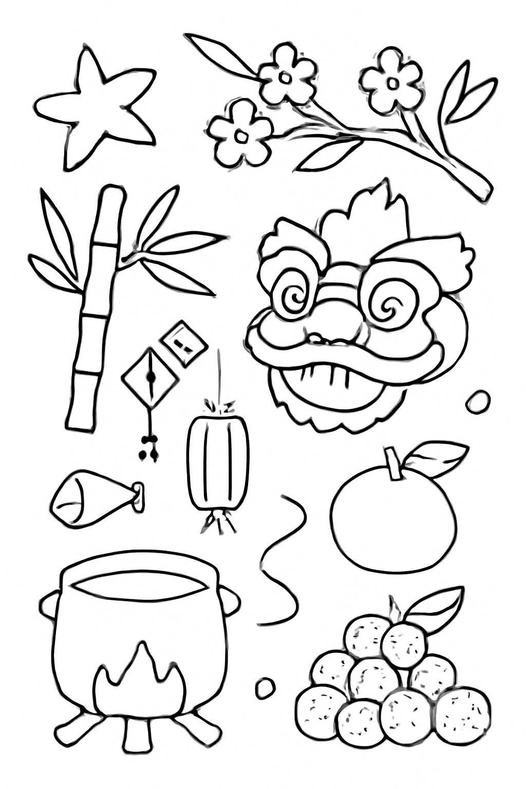 29 + Tranh tô màu ngày Tết 2025 đa dạng đề tài cho bé thích thú