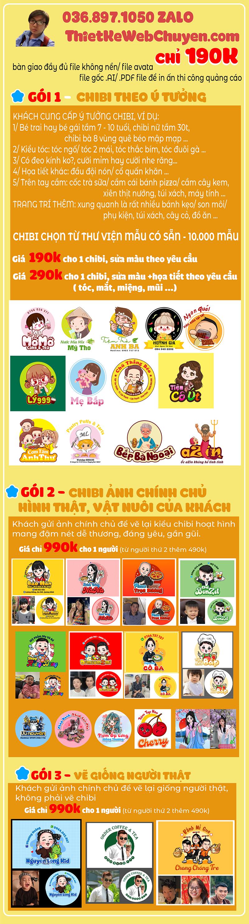 Mẫu logo chibi cute với bé trai, bé gái hoạt hình và thỏ chibi