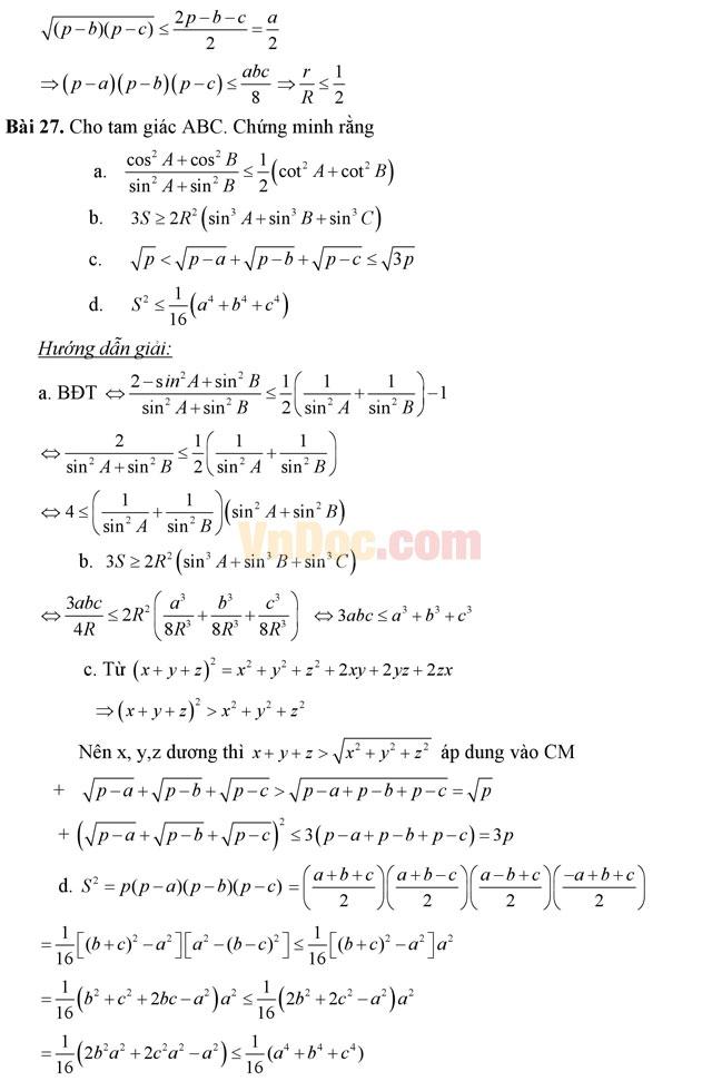 35 bài tập hệ thức lượng trong tam giác có hướng dẫn