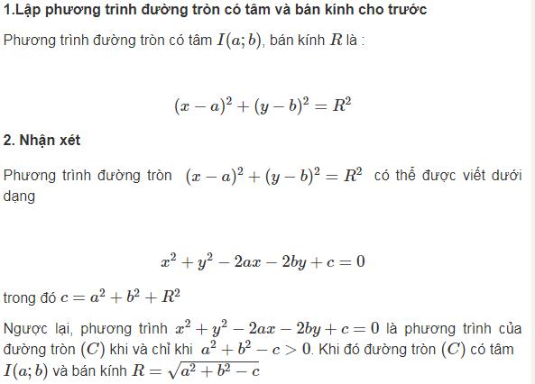 Một Số Dạng Bài Tập Về Phương Trình Đường Tròn & Lý Thuyết.