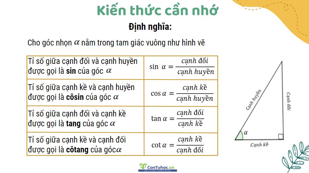 Ôn tập tỉ số lượng giác và cách làm bài tập về tỉ số lượng giác lớp 9