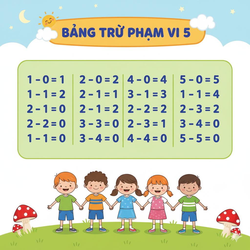 Bảng cộng trừ lớp 1 – Bài tập học nhanh, hiệu quả