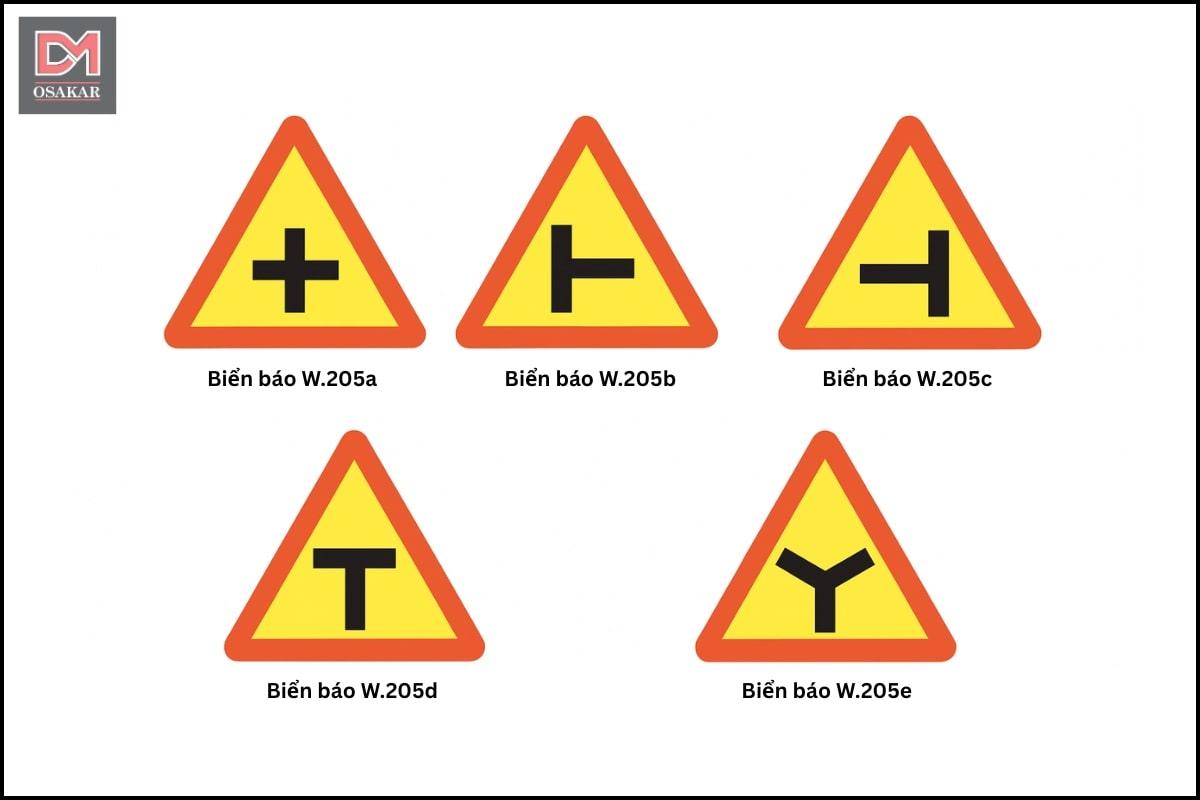 Tổng hợp biển báo đường giao nhau W.205 quy chuẩn 41:2024/BGTVT mới nhất