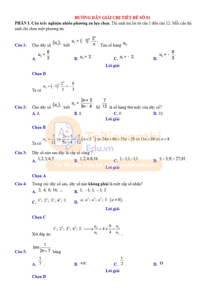 Bộ Đề Thi Cuối Kì 1 Toán 11 chương trình mới có đáp án