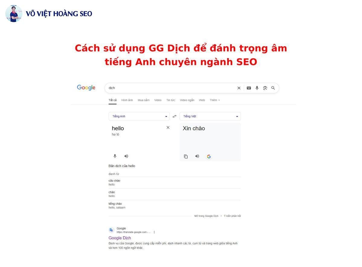 Sử dụng GG Dịch đánh trọng âm chuẩn trong SEO Marketing