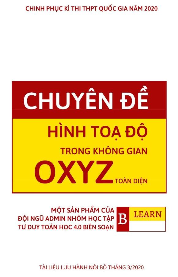Chuyên đề hình học tọa độ trong không gian Oxyz