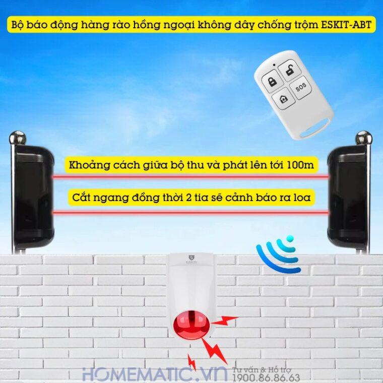 Bộ báo động hàng rào hồng ngoại không dây chống trộm ESKIT-ABT
