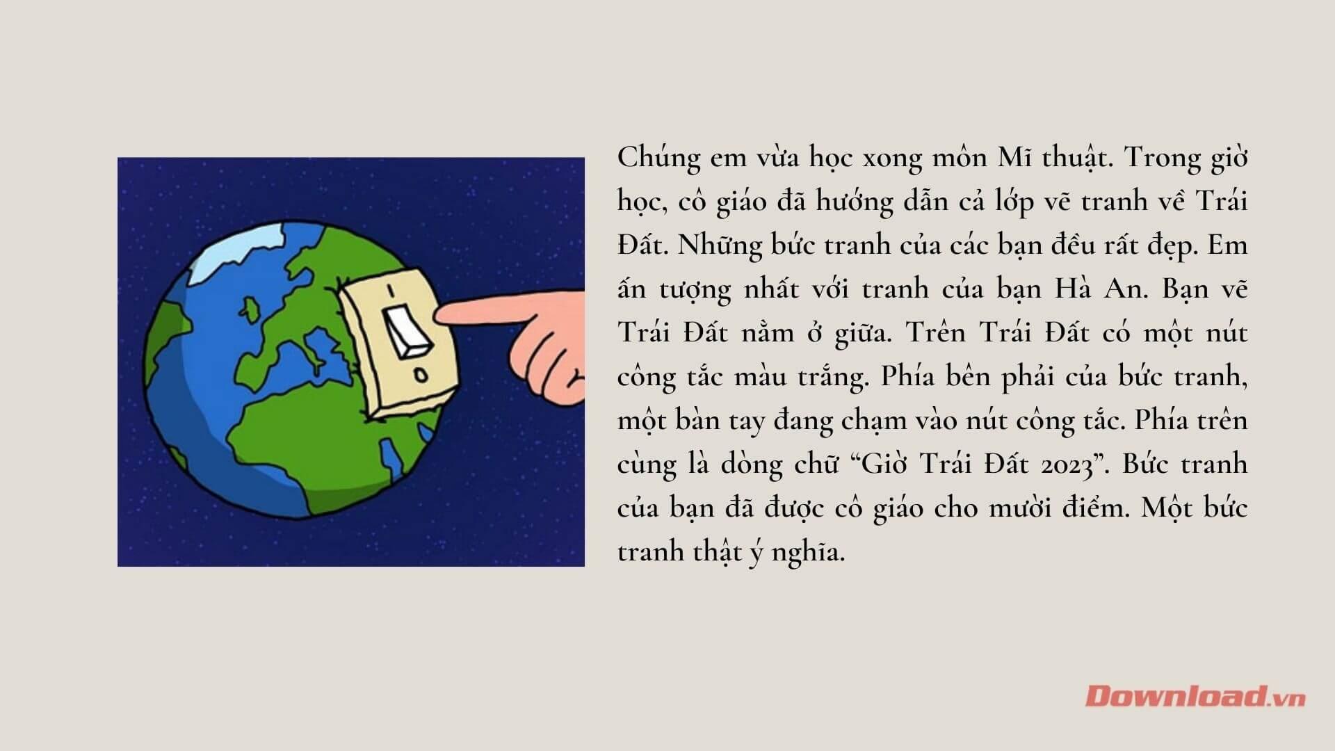 Viết đoạn văn tả bức tranh về Trái Đất                               Dàn ý & 18 đoạn văn mẫu lớp 3