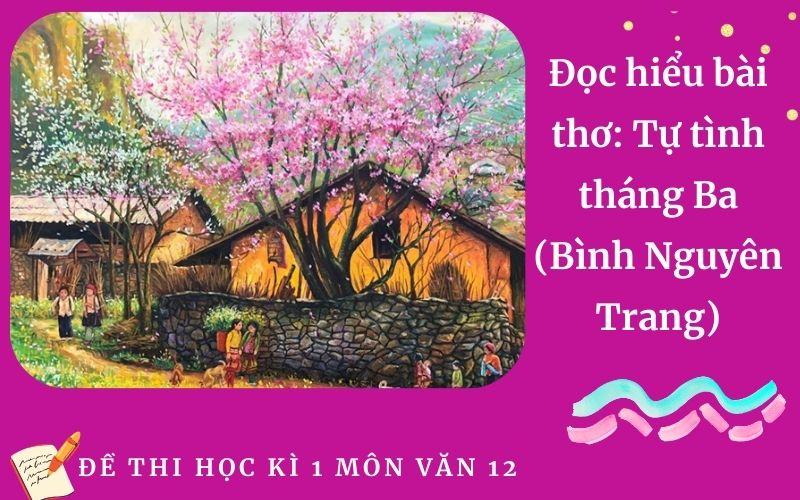 Đọc hiểu bài thơ: Tự tình tháng Ba (Bình Nguyên Trang) | Đề Thi cuối kỳ 1 môn Văn 12 Trường THPT Hà Lang