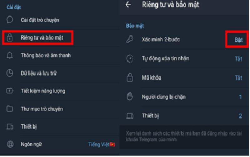 Hướng dẫn bảo mật tài khoản Telegram