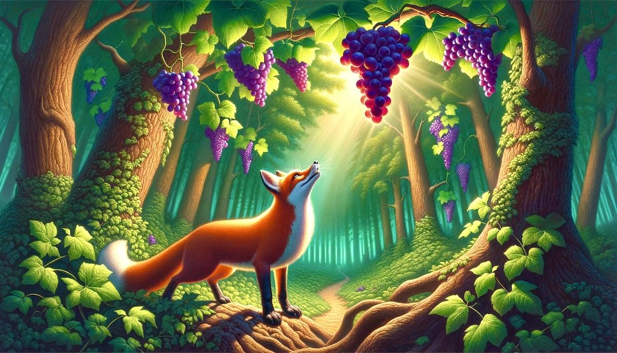 Con cáo với chùm nho: nho còn xanh lắm, chưa ăn được.			Leave a comment