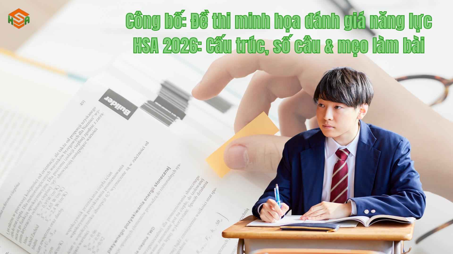Công bố: Đề thi minh họa đánh giá năng lực HSA 2026: Cấu trúc, số câu & mẹo làm bài