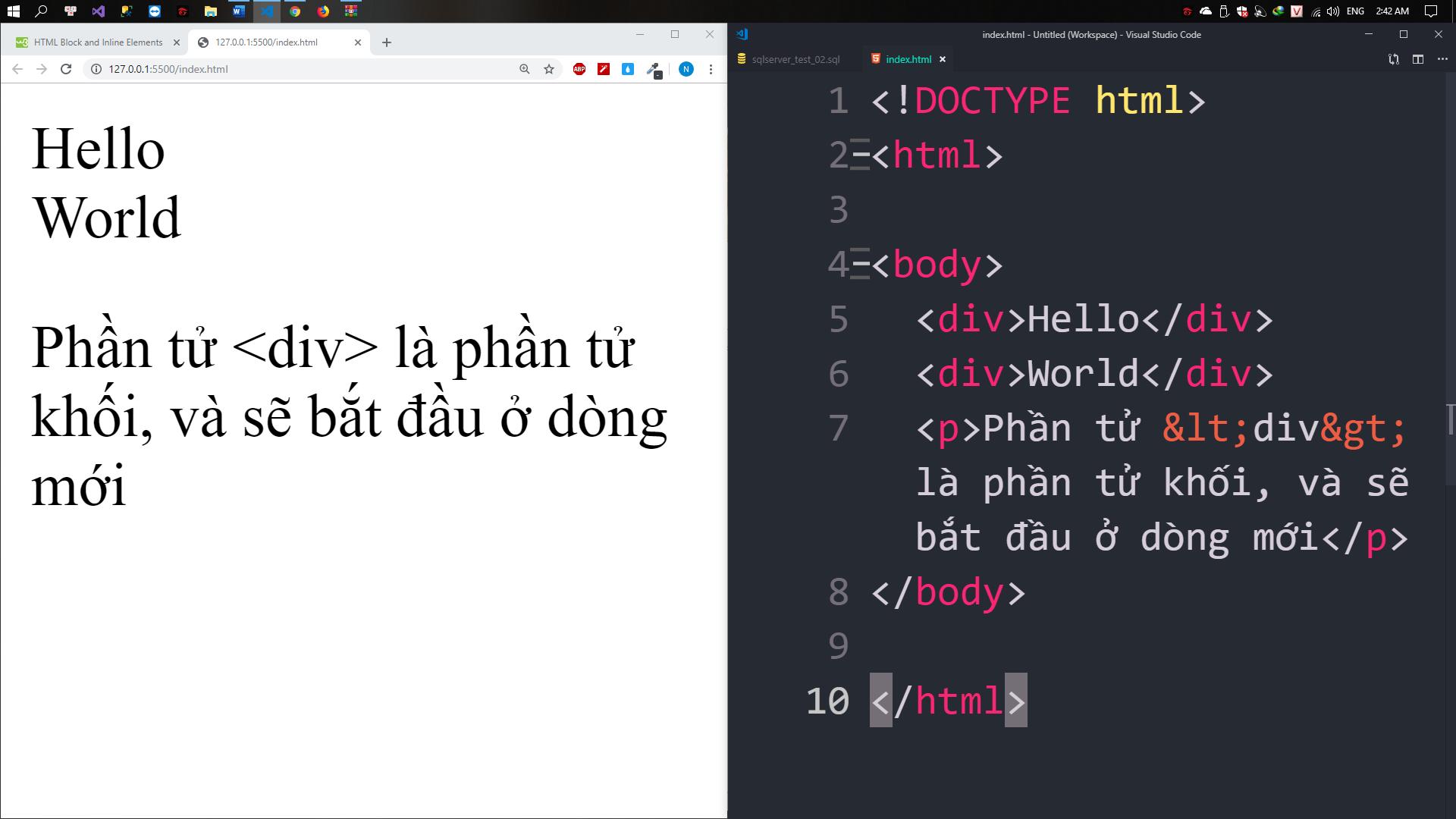 Phần tử khối và phần tử nội tuyến trong HTML