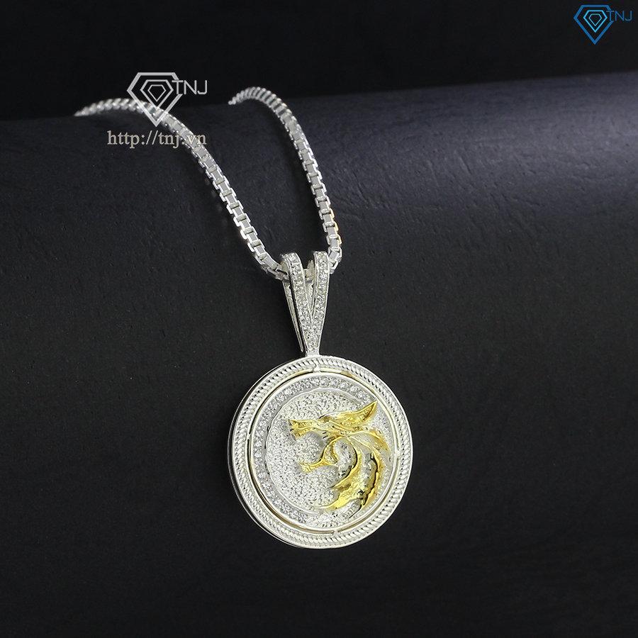 Dây chuyền bạc nam mặt hình con sói xi vàng tây DCA0095