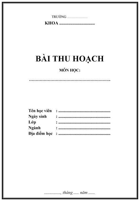 Mẫu bìa bài thu hoạch 2026
