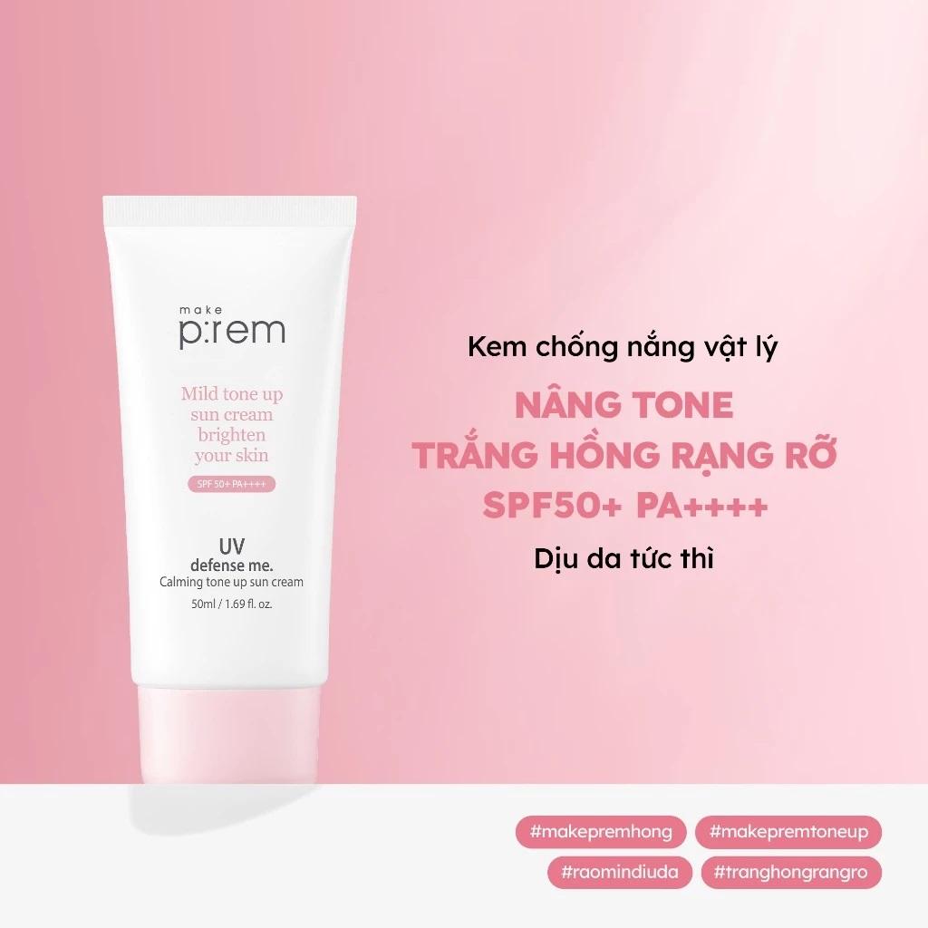 Kem Chống Nắng Vật Lý Make P:rem UV Defense Me Calming Tone Up Sun Cream SPF50+ PA++++ 50ml