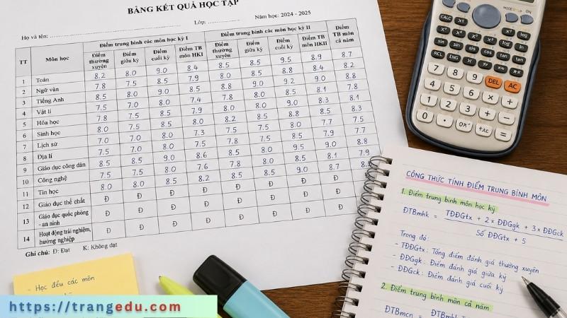 Hướng dẫn cách tính điểm trung bình môn THCS, THPT, Đại học